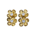 Vintage Copper Metal Flower Rhinestone Stud Earrings For Women Light Luxury OL Style view 5