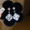 Copper White Mother Of Pearl Floral Stud Earrings New Chinese Light Luxury Jewelry view 1