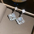 Copper White Mother Of Pearl Floral Stud Earrings New Chinese Light Luxury Jewelry view 3