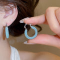 2026 Copper Turquoise Rhinestone Bag Clip-On Earrings Elegant European Style Round Earrings view 4