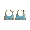 2026 Copper Turquoise Rhinestone Bag Clip-On Earrings Elegant European Style Round Earrings view 5