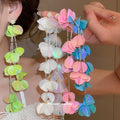 Glass Beaded Shell Petal Tassel Drop Earrings With Silver Pins, Resort Style Round Geometric Design view 1