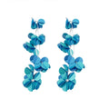 Glass Beaded Shell Petal Tassel Drop Earrings With Silver Pins, Resort Style Round Geometric Design view 5