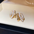 French Vintage Zircon Faux Pearl Geometric Stud Earrings For Women Light Luxury Commuter Jewelry view 4