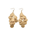 European Style Frosted Iron Leaf Teardrop Hook Earrings With Shiny Sequin Metal Design view 5