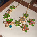 Vintage Floral Alloy Necklace And Stud Earrings Jewelry Set, Court Style Banquet Dress Accessories view 3