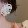 French Vintage Floral Faux Pearl Stud Earrings Elegant Light Luxury Silver Pin Jewelry view 3