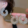 Copper Zircon Teardrop Drop Earrings With Silver Pins, Minimalist Light Luxury Jewelry view 2