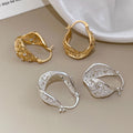 Korean Style Hollow Copper Ear Cuff Earrings With Zircon Accents, Light Luxury Round Design view 3