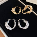 Korean Style Hollow Copper Ear Cuff Earrings With Zircon Accents, Light Luxury Round Design view 1