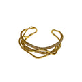 Light Luxury Copper Open Bangle With Multilayer Crisscross Rhinestone Design view 5