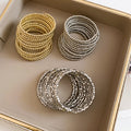 2026 New Gold Plated Copper Multi Layer Wrap Beaded Bangle Vintage Bold Light Luxury Jewelry view 4