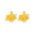 Elegant Korean Yellow Raffia Flower Dangle Stud Earrings For Women Sweet Fresh Bohemian Tassel Earrings view 5