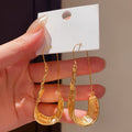 European Style Alloy Irregular Oval Geometric Long Statement Hoop Earrings For Women view 5