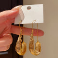 European Style Alloy Irregular Oval Geometric Long Statement Hoop Earrings For Women view 3