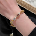14K Gold Plated Zircon Gourd Pendant Beaded Bracelet For Women Fashion OL Ring Charm Jewelry view 1