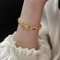14K Gold Plated Zircon Gourd Pendant Beaded Bracelet For Women Fashion OL Ring Charm Jewelry view 2