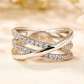 Korean European Three Layer Cross Line Ring, Versatile Commuter Light Luxury Wax Set Finger Ring view 2