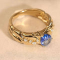 Palace Style Water Drop Faux Sapphire Ring Elegant Old Money Lady Jewelry view 2