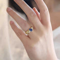 Palace Style Water Drop Faux Sapphire Ring Elegant Old Money Lady Jewelry view 3