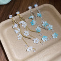 Sweet Floral Resin Tassel Drop Earrings With Silver Pins, Island Vacation Style For Women view 2