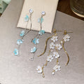Sweet Floral Resin Tassel Drop Earrings With Silver Pins, Island Vacation Style For Women view 4