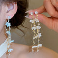 Sweet Floral Resin Tassel Drop Earrings With Silver Pins, Island Vacation Style For Women view 1