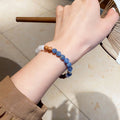Natural Blue Crystal Agarwood Beaded Bracelet, Minimalist Geometric Round Bead Fashion OL Jewelry view 4