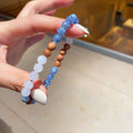 Natural Blue Crystal Agarwood Beaded Bracelet, Minimalist Geometric Round Bead Fashion OL Jewelry view 3
