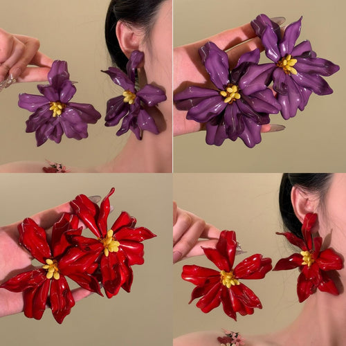 Light Luxury Acrylic Flower Stud Earrings, Statement Minimalist Niche Style Versatile Ear Jewelry