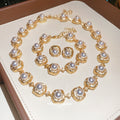 French Court Vintage Faux Pearl Necklace Bracelet Stud Earrings Jewelry Set For Women view 1