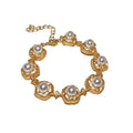 French Court Vintage Faux Pearl Necklace Bracelet Stud Earrings Jewelry Set For Women view 5