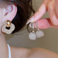Iron Zircon Grid Twisted Flower Stud Earrings, Light Luxury Minimalist OL Style view 1