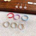 Korean Japanese Minimalist Copper Enamel Round Geometric Ear Cuff Stud Jewelry Set view 3