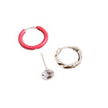 Korean Japanese Minimalist Copper Enamel Round Geometric Ear Cuff Stud Jewelry Set view 5