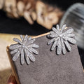 Micro Pave Full Zircon Firework Stud Earrings For Women, Sparkling Luxury Banquet Jewelry view 3