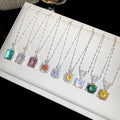 Light Luxury Copper Zircon Geometric Round Square Pendant Necklace For Daily Commuting view 1