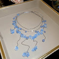 Stainless Steel Artificial Crystal Flower Tassel Necklace Vacation Style Collarbone Jewelry view 4