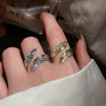 24K Gold Plated Zircon Oval Open Ring With Vintage Palace Design view 4