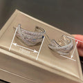 Fashion Cross Multi Layer Line Design Stud Earrings For Women Elegant Internet Style Jewelry view 4