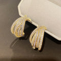 Fashion Cross Multi Layer Line Design Stud Earrings For Women Elegant Internet Style Jewelry view 5