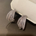 Fashion Cross Multi Layer Line Design Stud Earrings For Women Elegant Internet Style Jewelry view 3