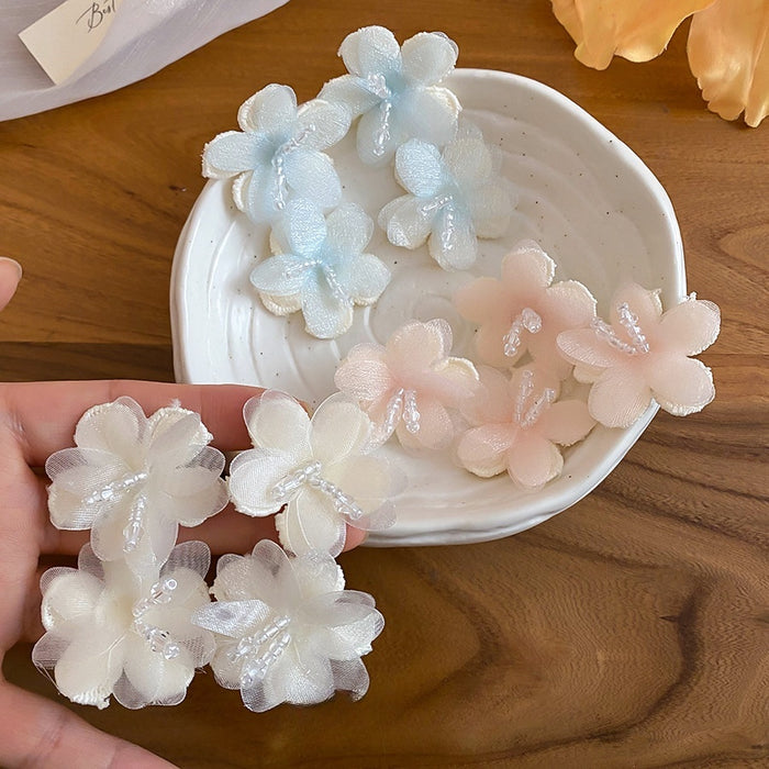 Fabric Flower Stud Earrings Beach Vacation Sweet Dopamine Light Luxury Fashion Jewelry
