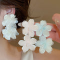 Fabric Flower Stud Earrings Beach Vacation Sweet Dopamine Light Luxury Fashion Jewelry view 2