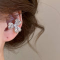 Korean Light Luxury Copper Zircon Heart Flower Clip-on Earrings for Women view 3