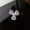 Korean Light Luxury Copper Zircon Heart Flower Clip-on Earrings for Women view 4