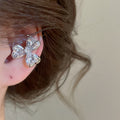 Korean Light Luxury Copper Zircon Heart Flower Clip-on Earrings for Women view 1