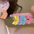 Alloy Rhinestone Enamel Wrinkled Flower Stud Earrings, Hawaiian Vacation Sweet OL Style view 1