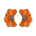 Alloy Rhinestone Enamel Wrinkled Flower Stud Earrings, Hawaiian Vacation Sweet OL Style view 5