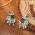 Baroque Palace Vintage Stud Earrings With Faux Emerald Firework Design For Luxury Gowns view 3